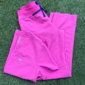 Figs Hot Pink Scrub Set SMALL